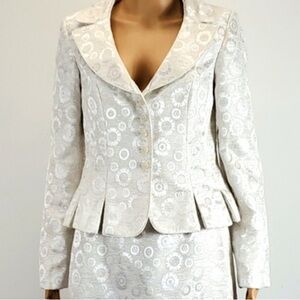 Vintage Y2K Isabel & Nina Cropped Suit Blazer Ivory Sz 12